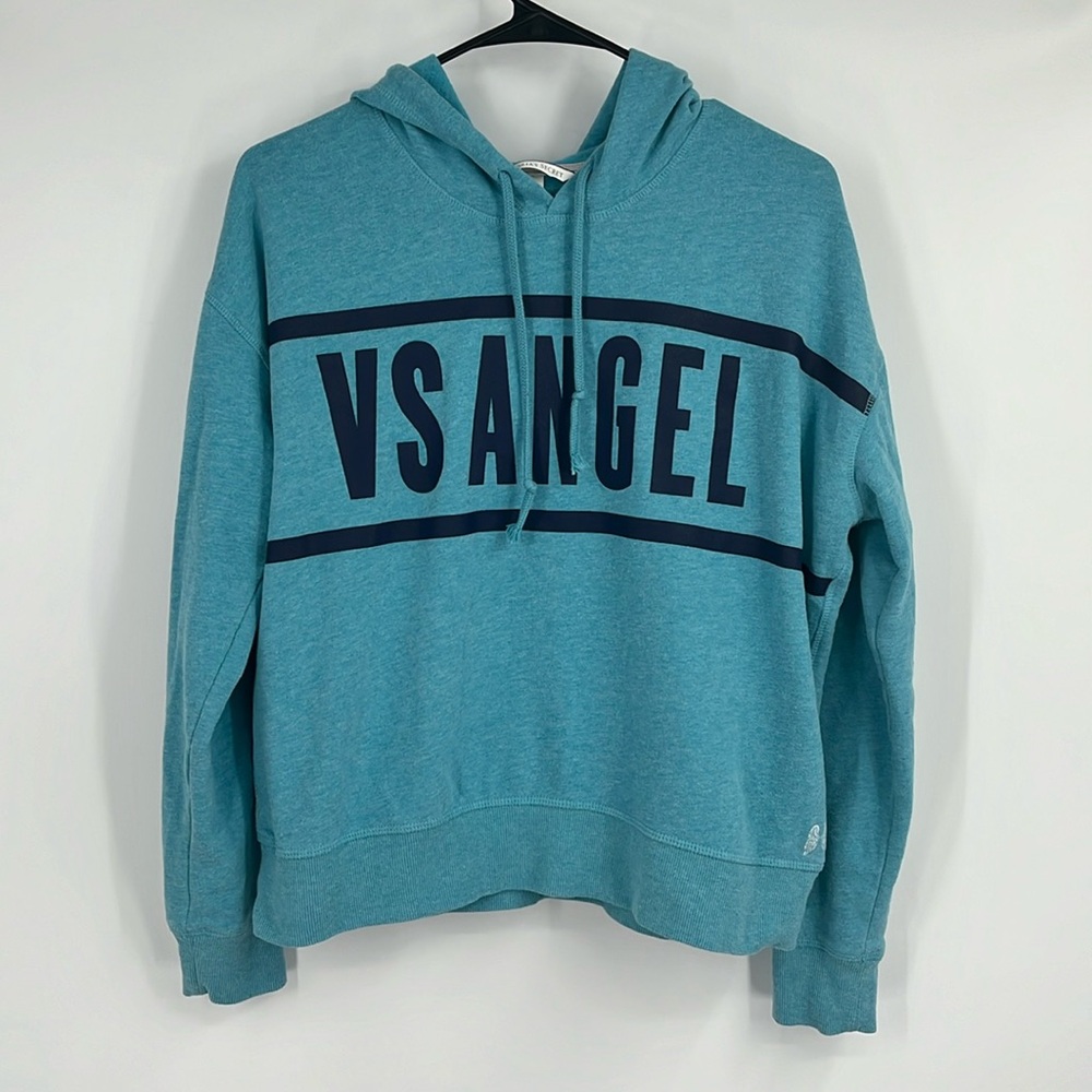 Victorias Secret Angel Blue Logo Pullover Hoodie Sweatshirt Size Medium